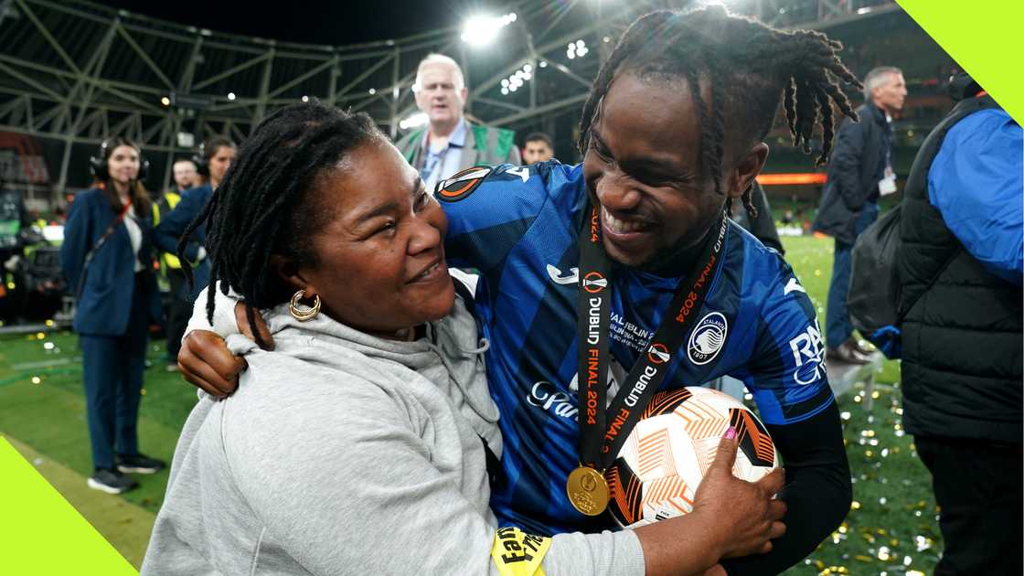 Ademola Lookman, mother, Atalanta, Bayer Leverkusen, UEFA Europa League final, Aviva Stadium, Dublin, Ireland, May 22, 2024. Ademola Lookman, mother, Atalanta, Bayer Leverkusen, UEFA Europa League final, Aviva Stadium, Dublin, Ireland, May 22, 2024.