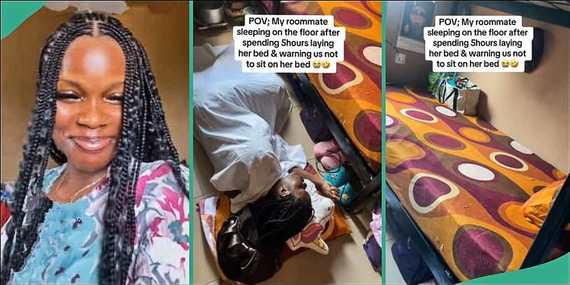 Lady records roommate who chose to sleep on floor Lady records roommate who chose to sleep on floor