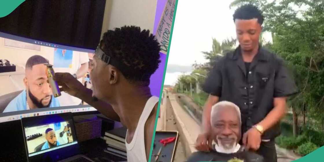 Kelvin Classic cuts a fan's hair Kelvin Classic cuts a fan's hair