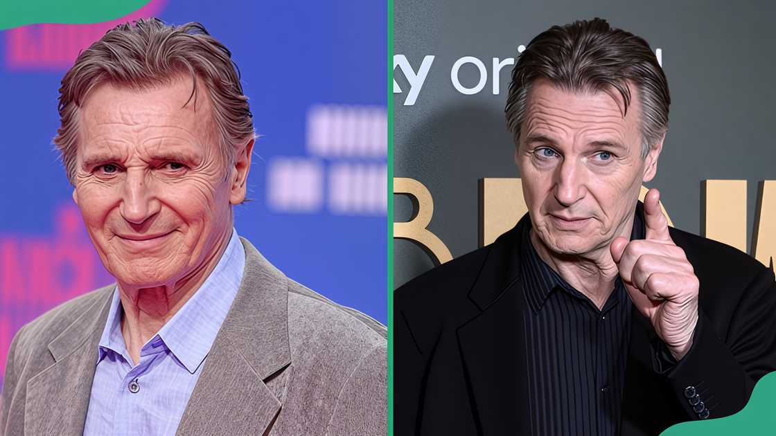 Liam Neeson attends the Berlin premiere of the movie "The Naked Gun" (L). The actor arrives at the UK premiere of "Marlowe" (R) Liam Neeson attends the Berlin premiere of the movie "The Naked Gun" (L). The actor arrives at the UK premiere of "Marlowe" (R)
