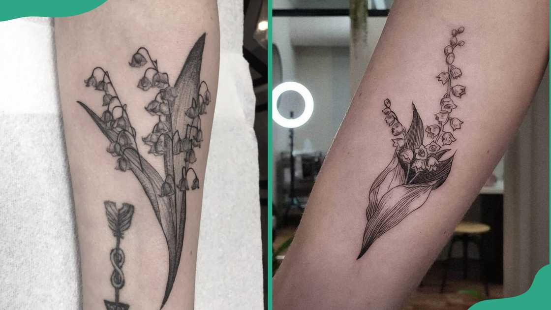 Black and grey Lily of the Valley tattoos Black and grey Lily of the Valley tattoos