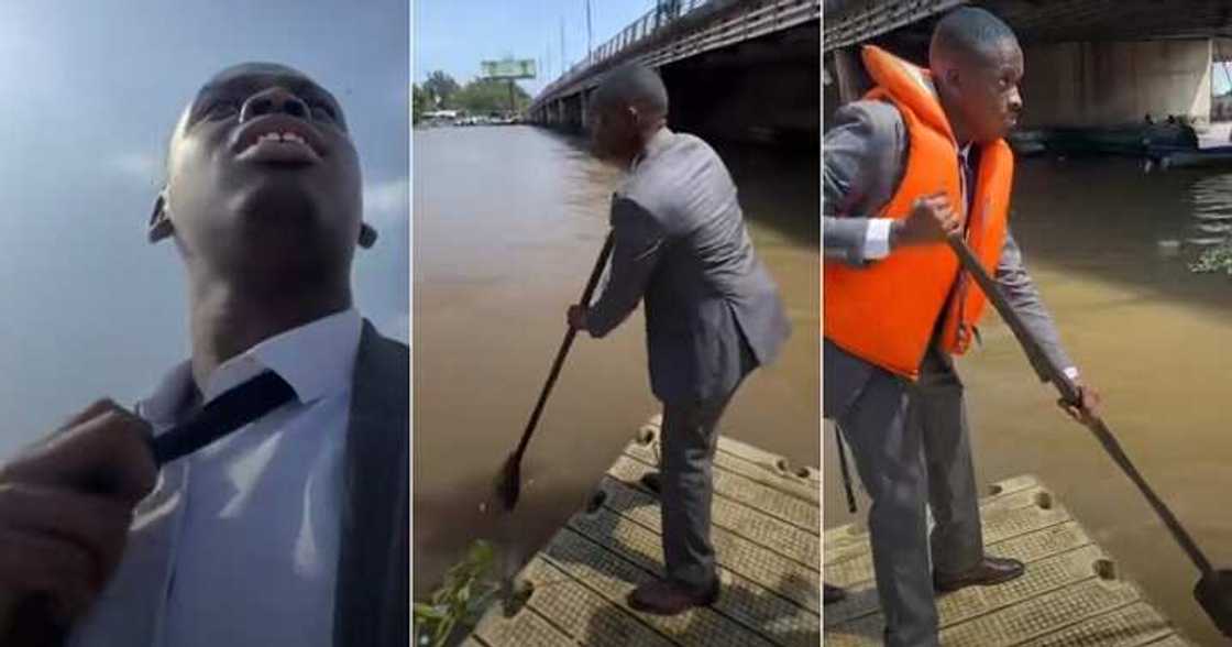 Hilarious video as man enters boat to new workplace
Photo credit: @tobeszn/Instagram.