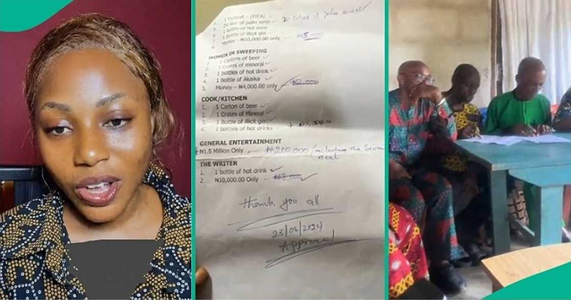 Lady displays bride price list from her village elders after hearing about white in-law