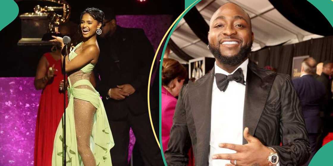 Nigerian singer Davido reacts to Tyla's win