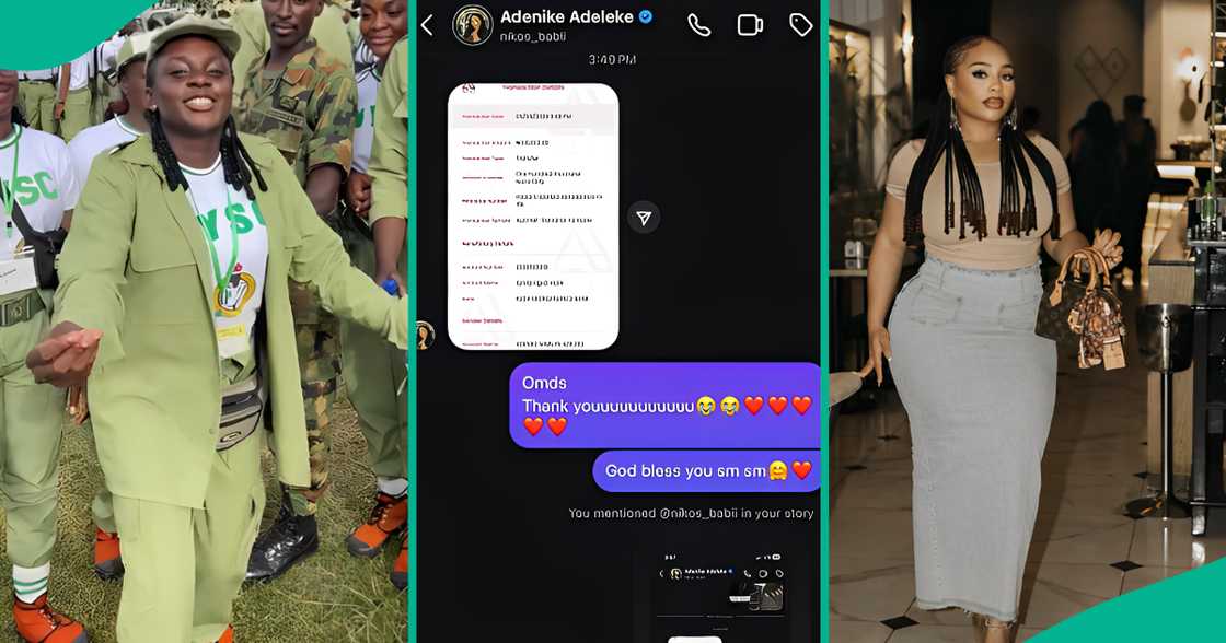 Female corper flaunts money Davido's cousin Nikos Living sent her after she DMed her