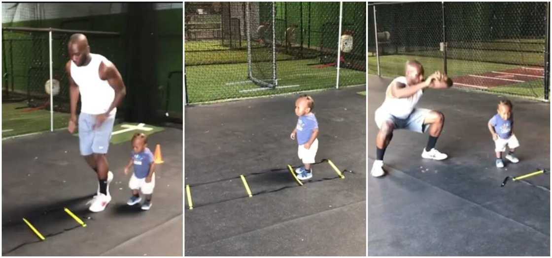 Kid engages dad in walkout Kid engages dad in walkout