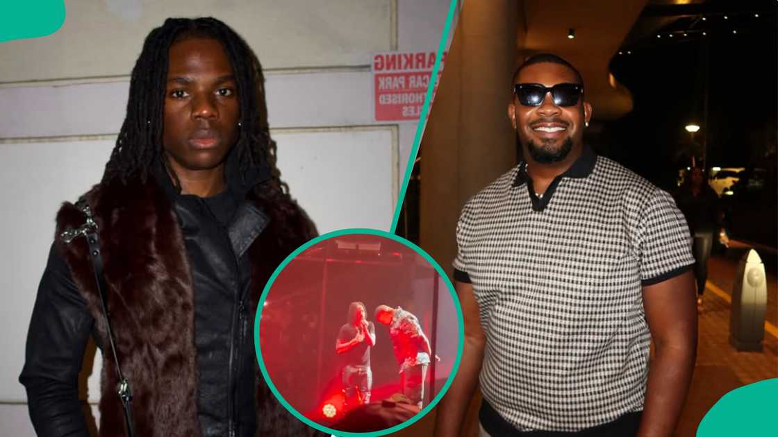 Rema publicly appreciates Don Jazzy on stage at Madison Square Garden, New York.