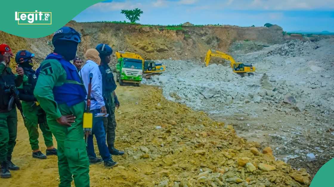NSCDC personnel at illegal lithium mining operation in Kebbi state NSCDC personnel at illegal lithium mining operation in Kebbi state