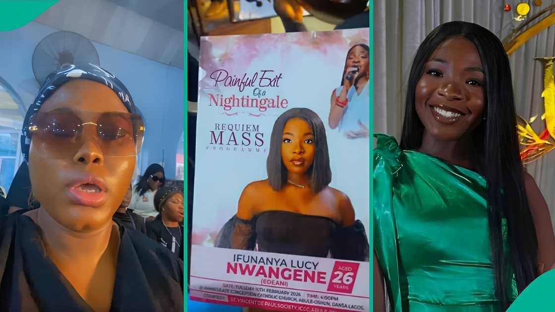 A woman shares observation as her friends, fans, and family members hold service of songs for Nanyah. A woman shares observation as her friends, fans, and family members hold service of songs for Nanyah.