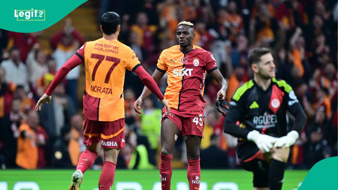 Alvaro Morata, Victor Osimhen, Galatasaray, Antalyaspor, Rams Park, Istanbul, Turkiye, Super Lig. Alvaro Morata, Victor Osimhen, Galatasaray, Antalyaspor, Rams Park, Istanbul, Turkiye, Super Lig.