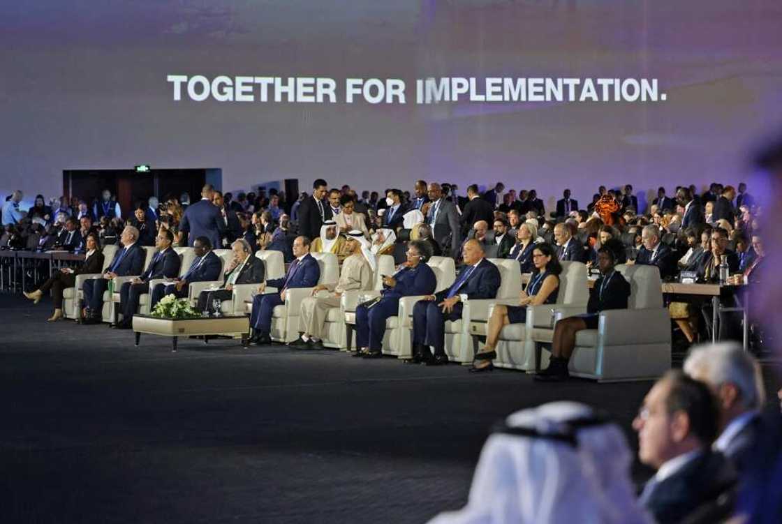 Participants attend the leaders summit of the COP27 climate conference at the Sharm el-Sheikh International Convention Centre, in Egypt's Red Sea resort city Participants attend the leaders summit of the COP27 climate conference at the Sharm el-Sheikh International Convention Centre, in Egypt's Red Sea resort city