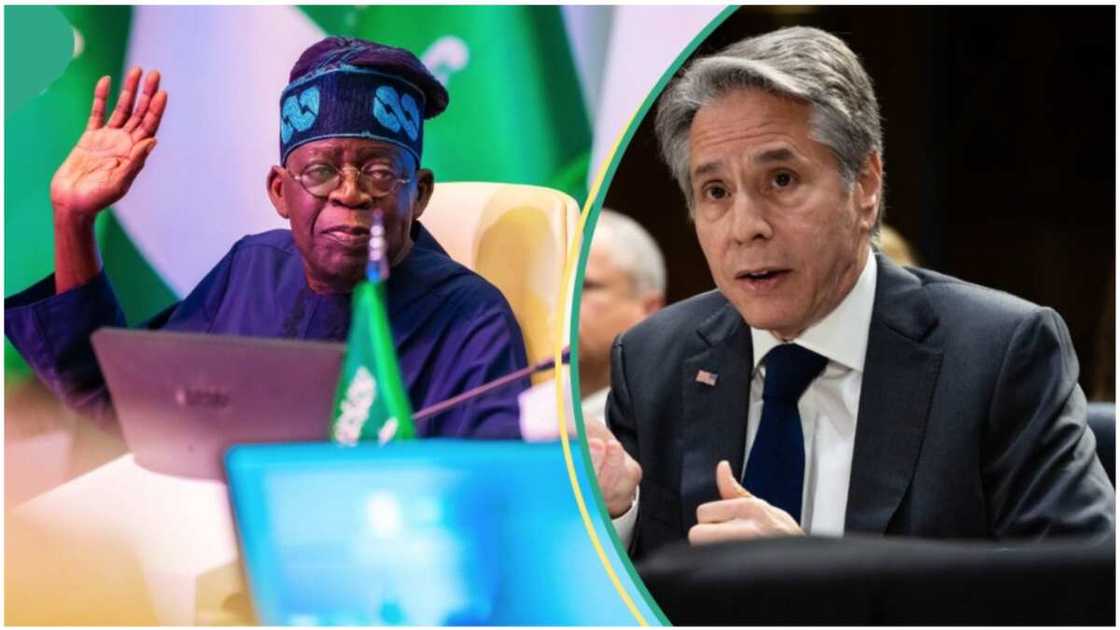 US Antony Blinken/US Secretary of State/Bola Tinubu/Lagos state/Angola/Presidential Villa US Antony Blinken/US Secretary of State/Bola Tinubu/Lagos state/Angola/Presidential Villa