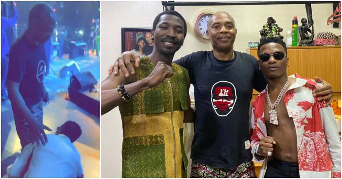Wizkid prostrates completely for Femi Kuti as he storms Shrine for Made's show Wizkid prostrates completely for Femi Kuti as he storms Shrine for Made's show