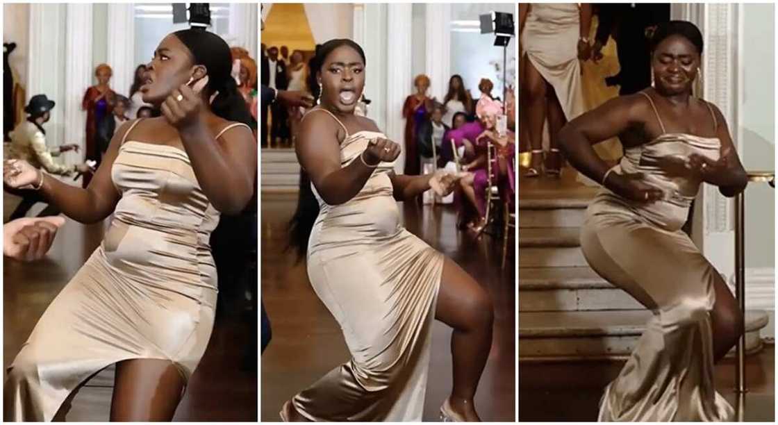 Aso-ebi lady dances hard to Sungba by Ololademi Asake featuring Burna Boy. Aso-ebi lady dances hard to Sungba by Ololademi Asake featuring Burna Boy.