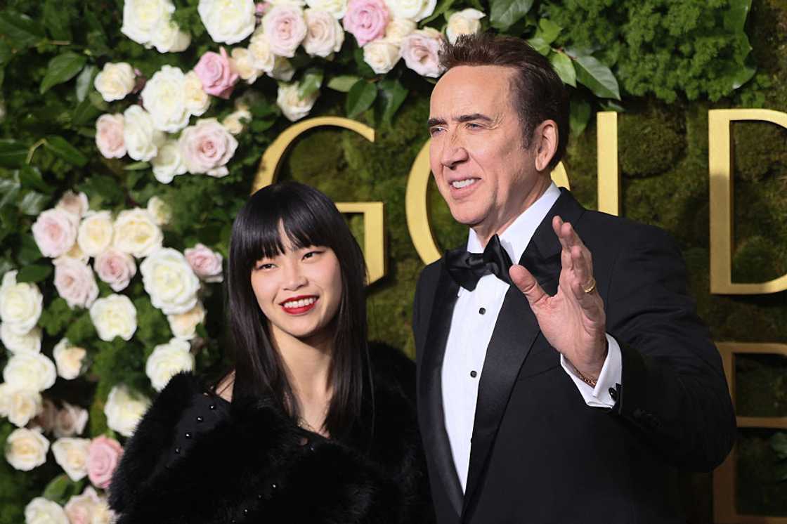 Nicolas Cage and his wife, Riko Shibata, at the Beverly Hilton hotel