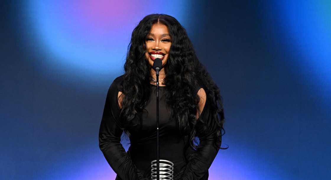 SZA speaks during the 27th Annual Webby Awards