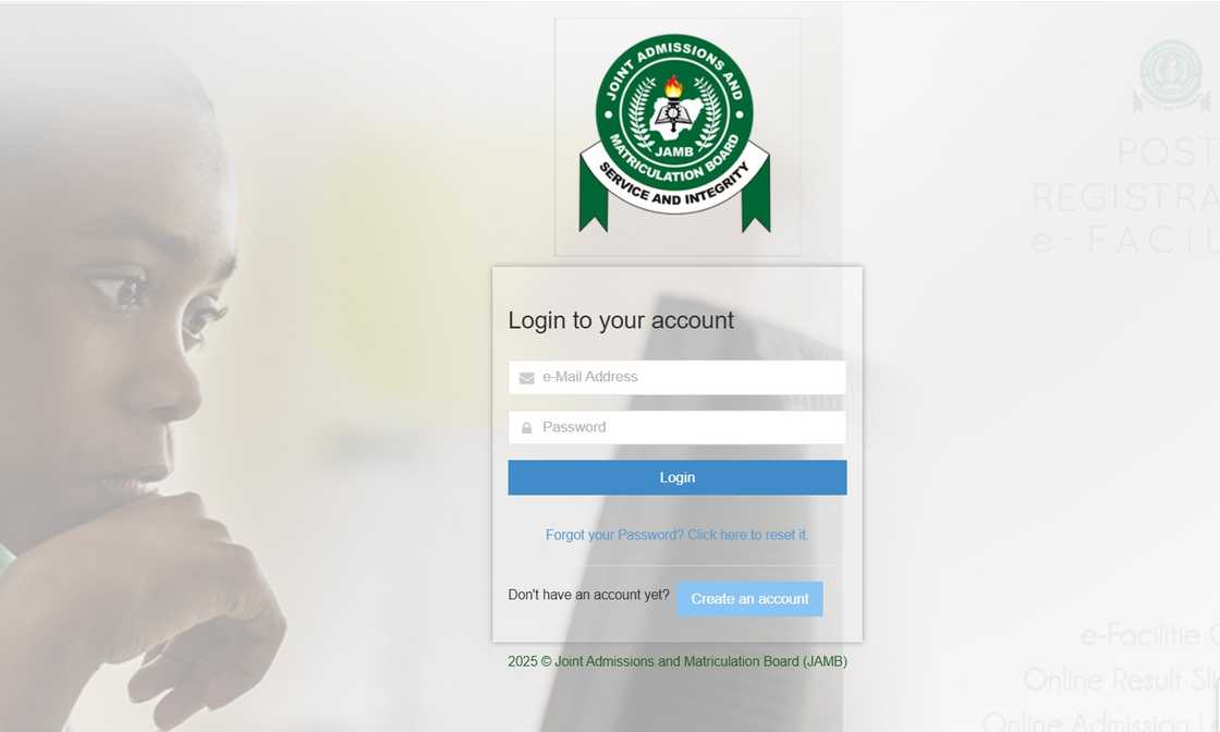 JAMB portal screenshot