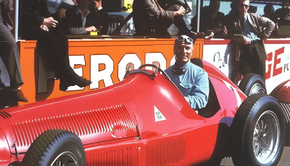 Giuseppe Farina, pictured driving the Alfa Romeo 158 to victory in 1950 Giuseppe Farina, pictured driving the Alfa Romeo 158 to victory in 1950