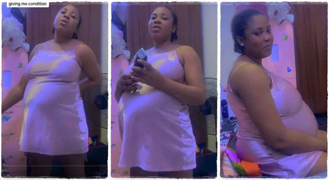 Pregnant woman asks hubby for help in cleaning up her body.