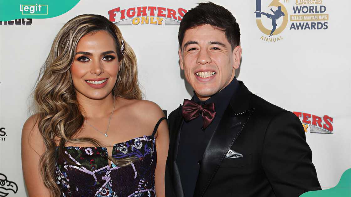 Shirley Moreno and mixed martial artist Brandon Moreno at the Worre Studios