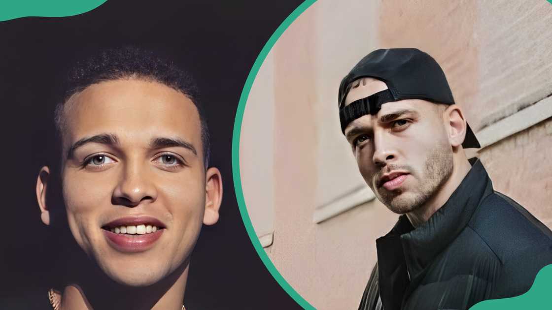 Jake Cunningham smiling (L), and the reality star in cap next to a brick wall (R)