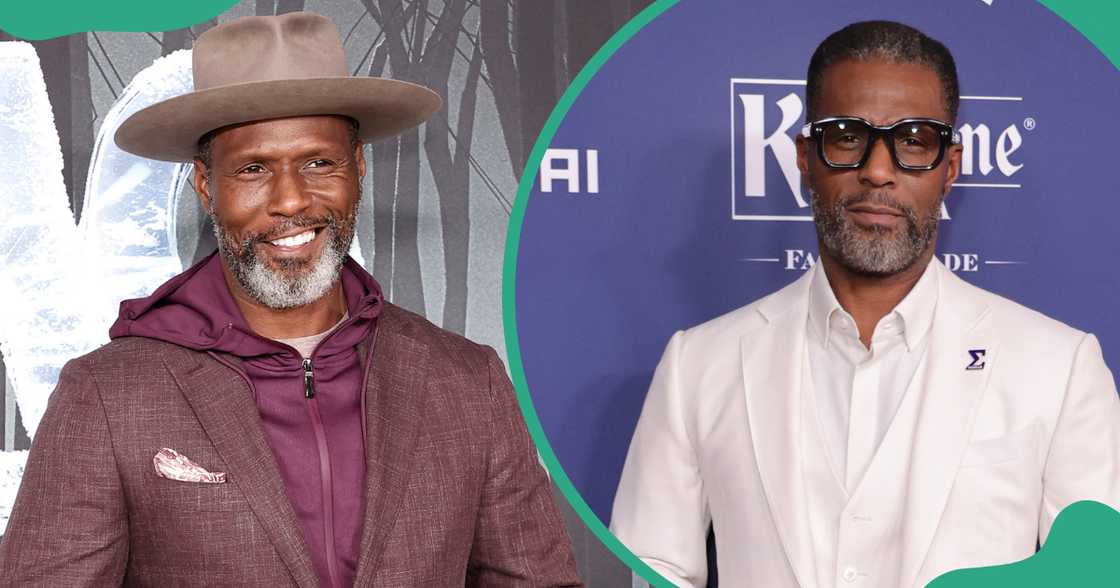 Curtiss Cook poses during the world premiere of Dexter: New Blood (R). The Hollywood actor poses on the red carpet of the 33rd Annual GLAAD Media Awards (L).