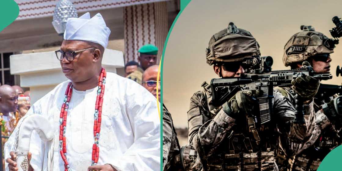 Gani Adams addresses journalists at Oodua House in Lagos on the rising terror threat. Gani Adams addresses journalists at Oodua House in Lagos on the rising terror threat.