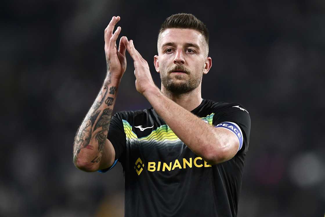 Sergej Milinkovic-Savic gestures at the end of the Coppa Italia football match between Juventus FC and SS Lazio