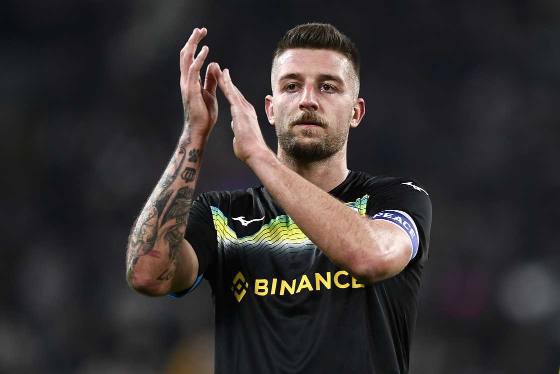 Sergej Milinkovic-Savic gestures at the end of the Coppa Italia football match between Juventus FC and SS Lazio Sergej Milinkovic-Savic gestures at the end of the Coppa Italia football match between Juventus FC and SS Lazio