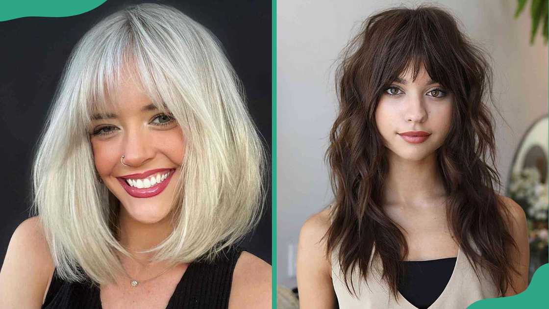 Two women showing their choppy fringe hairstyle Two women showing their choppy fringe hairstyle