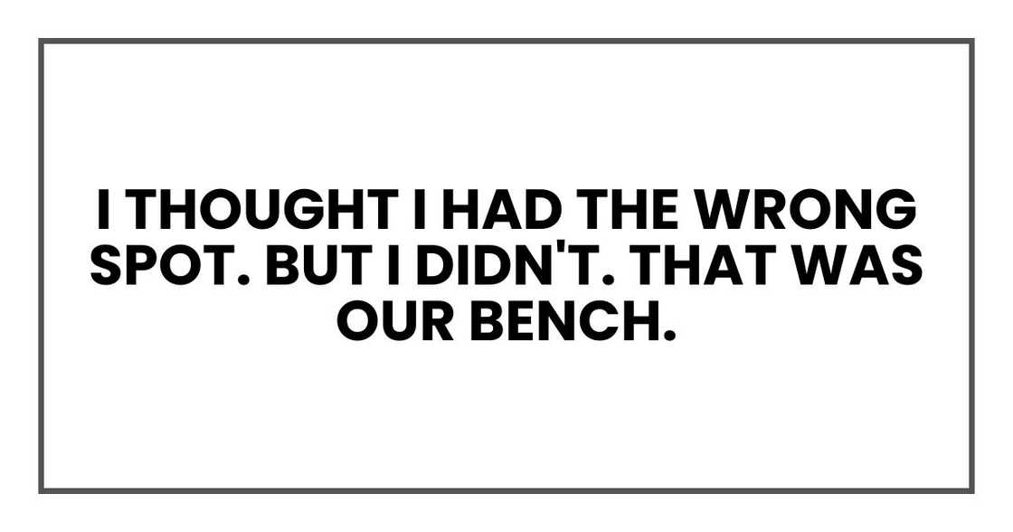 I thought I had the wrong spot. But I didn't. That was our bench.