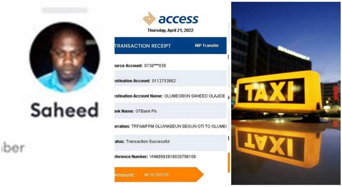 Saheed Olumegbon, a taxi driver has refunded 130k mistakenly sent to him by a client. Saheed Olumegbon, a taxi driver has refunded 130k mistakenly sent to him by a client.