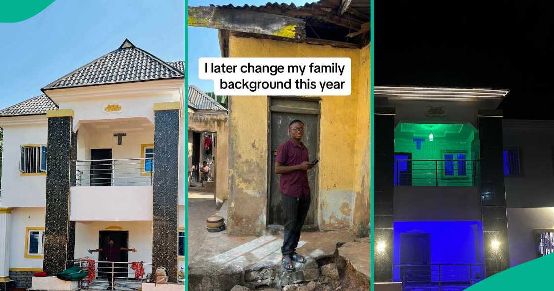 Nigerian man shows off mansion he built for his family.