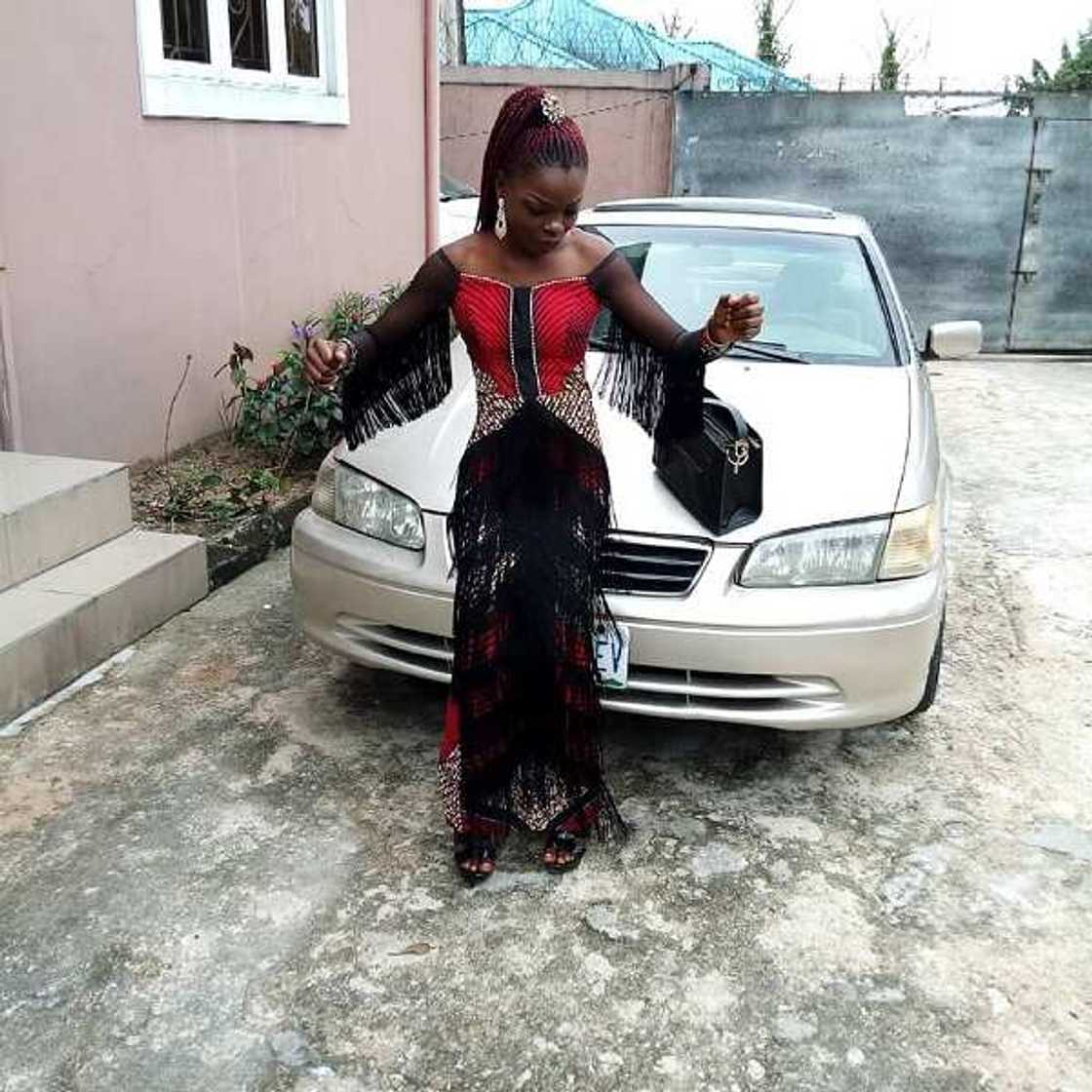 Gown with the trim on sleeves and skirt trendy in 2019 Gown with the trim on sleeves and skirt trendy in 2019