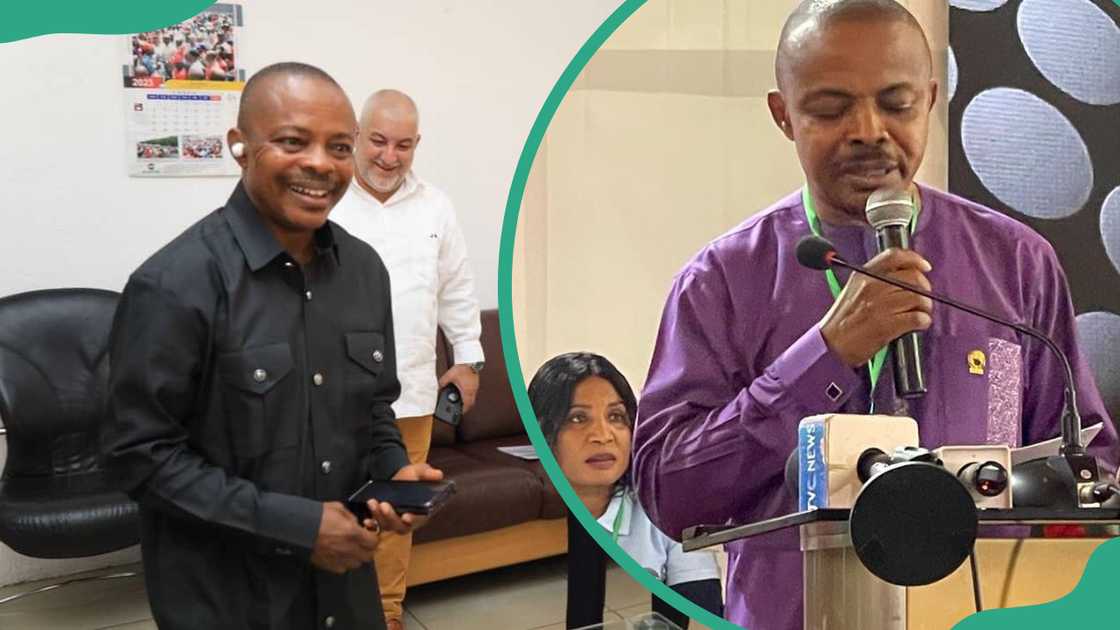 Joe Ajaero at a conference Joe Ajaero at a conference