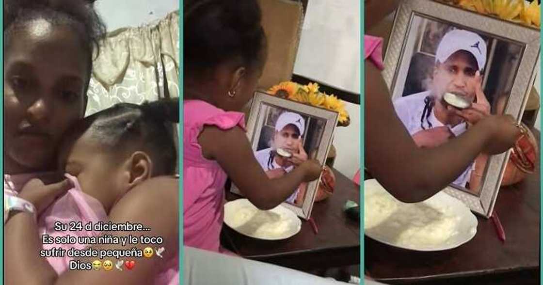 Heartbreaking video of little girl feeding her late father's portrait Heartbreaking video of little girl feeding her late father's portrait