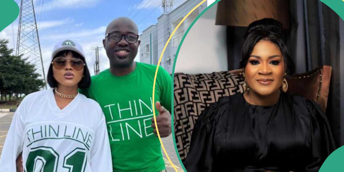 Mercy Aigbe and husband, Mercy Aigbe's husband's first wife Funsho Mercy Aigbe and husband, Mercy Aigbe's husband's first wife Funsho