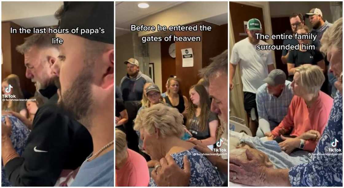 Family members surrounds man as he passes on. Family members surrounds man as he passes on.