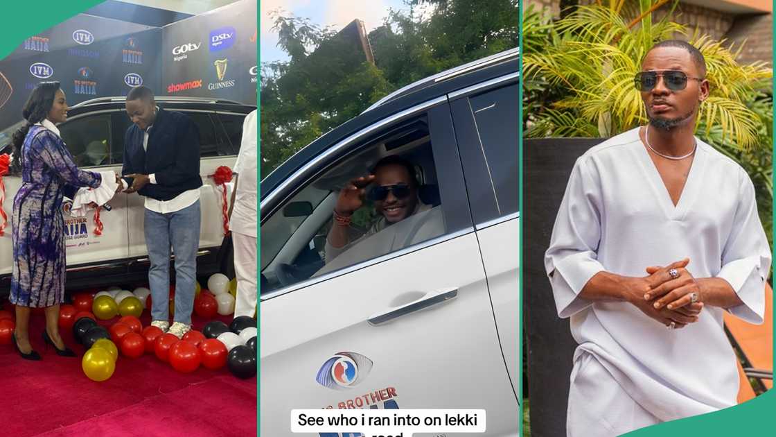 Lady spots BBNaija winner Kellyrae driving his car with another woman in front Lady spots BBNaija winner Kellyrae driving his car with another woman in front