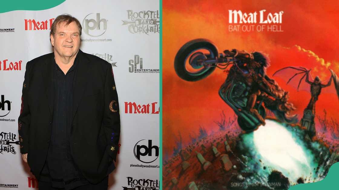 Meat Loaf in Las Vegas, Nevada (L). A cover photo of Meat Loaf's album Bat Out of Hell (R). Meat Loaf in Las Vegas, Nevada (L). A cover photo of Meat Loaf's album Bat Out of Hell (R).