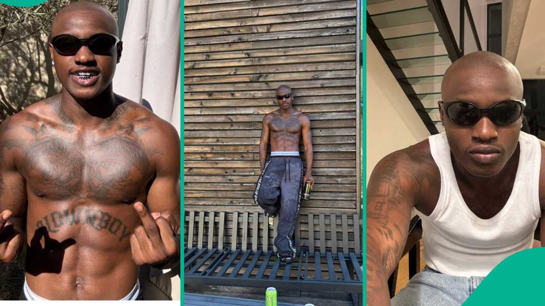 Ruger goes bald in his new look. Ruger goes bald in his new look.