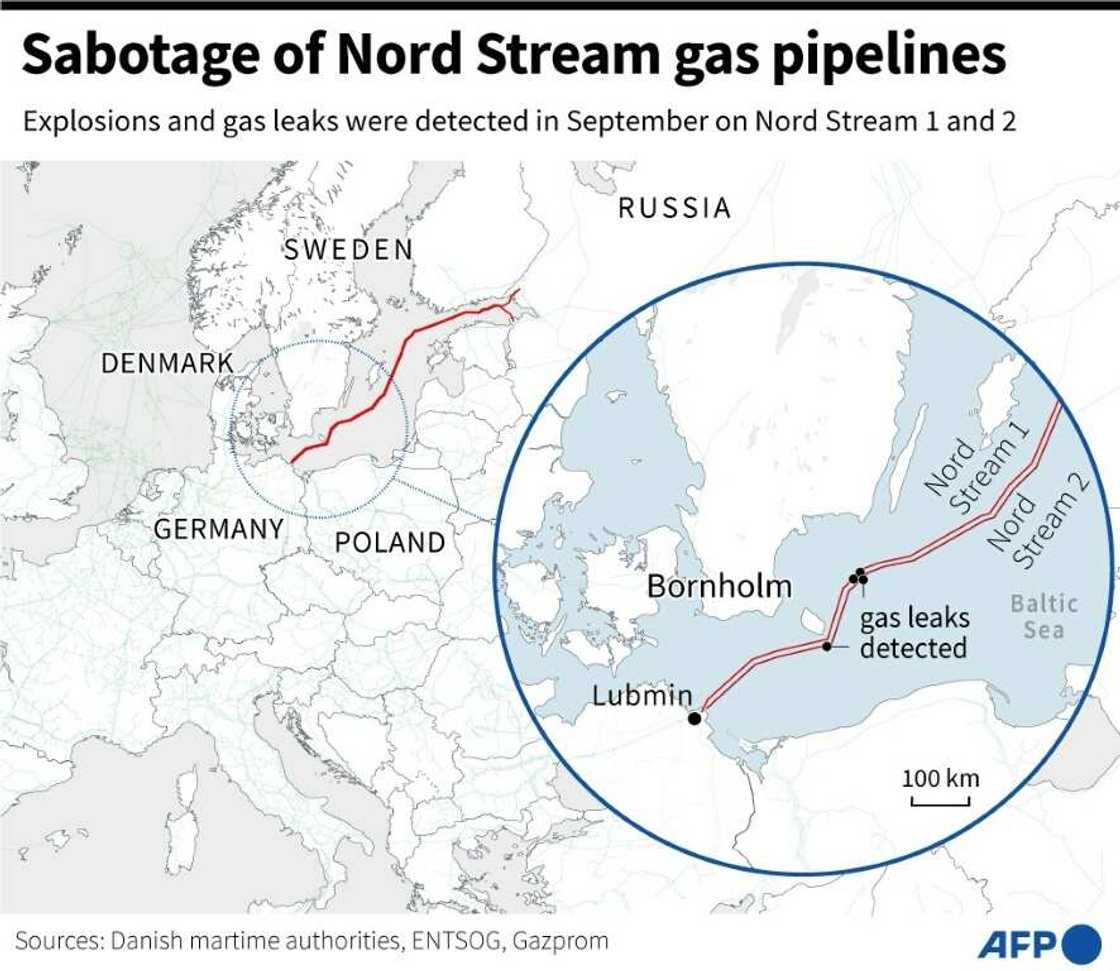 Map showing location of the Nordstream blasts Map showing location of the Nordstream blasts