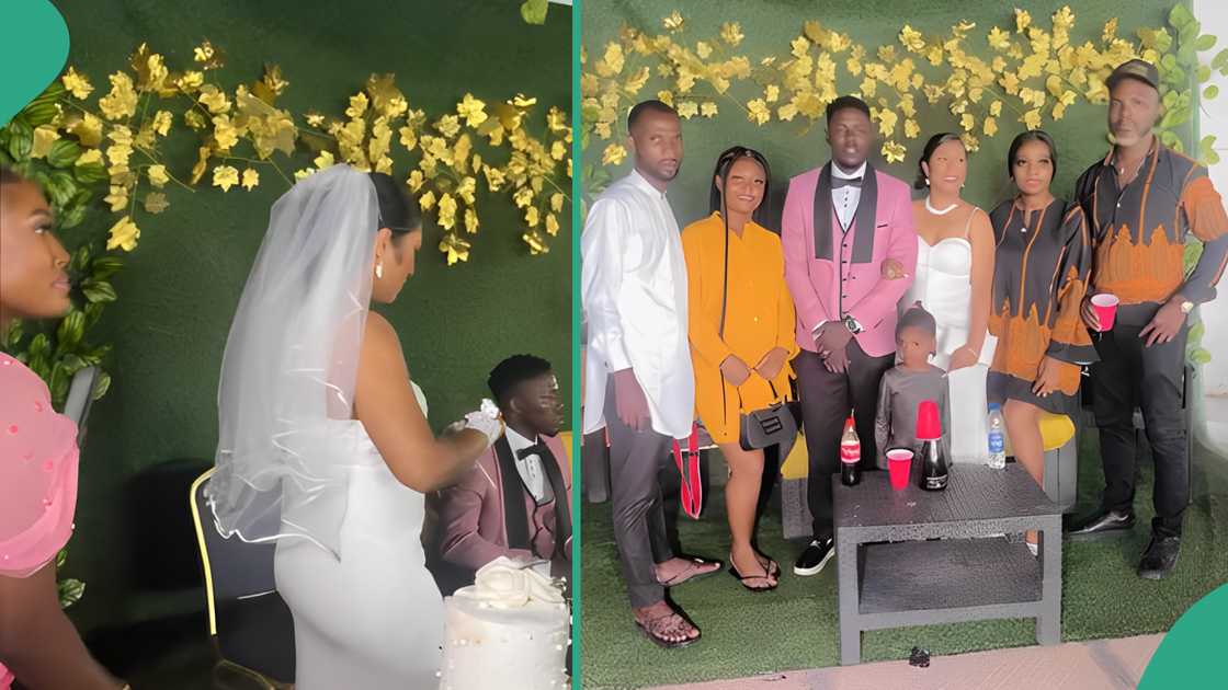 White bride refuses to kneel to give her Nigerian husband cake, video emerges White bride refuses to kneel to give her Nigerian husband cake, video emerges