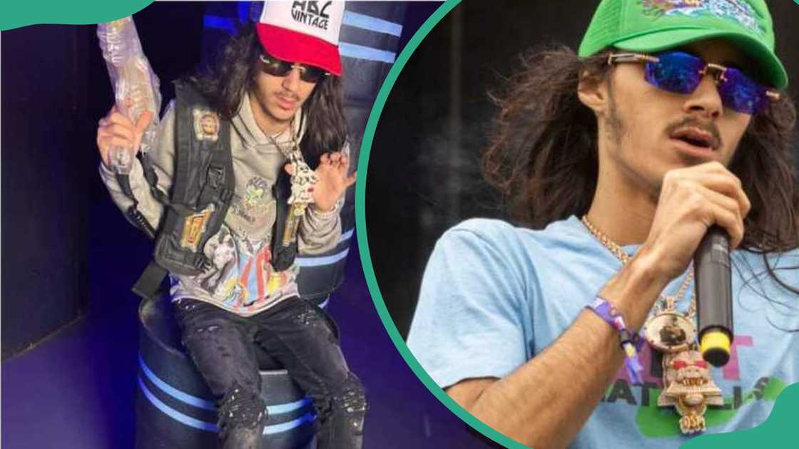 BabyTron sitting on a drum and performing on stage BabyTron sitting on a drum and performing on stage