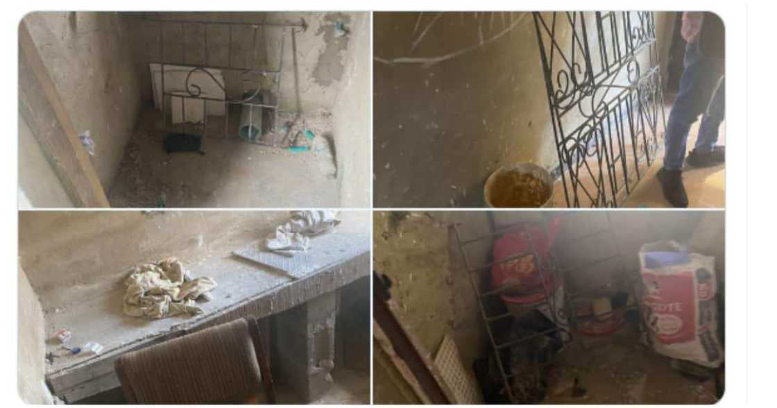 A dilapidated "luxury mini flat," Lekki apartment with toilet and kitchen in same place