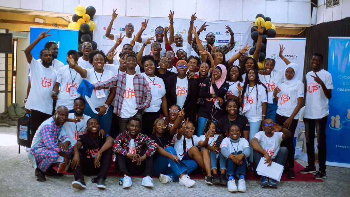 Students and participants pose for a photo during a cybersecurity conference at the University of Lagos, Nigeria. Students and participants pose for a photo during a cybersecurity conference at the University of Lagos, Nigeria.