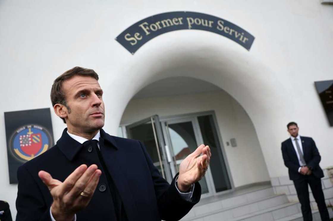 France's President Emmanuel Macron speaks to the media on Friday France's President Emmanuel Macron speaks to the media on Friday