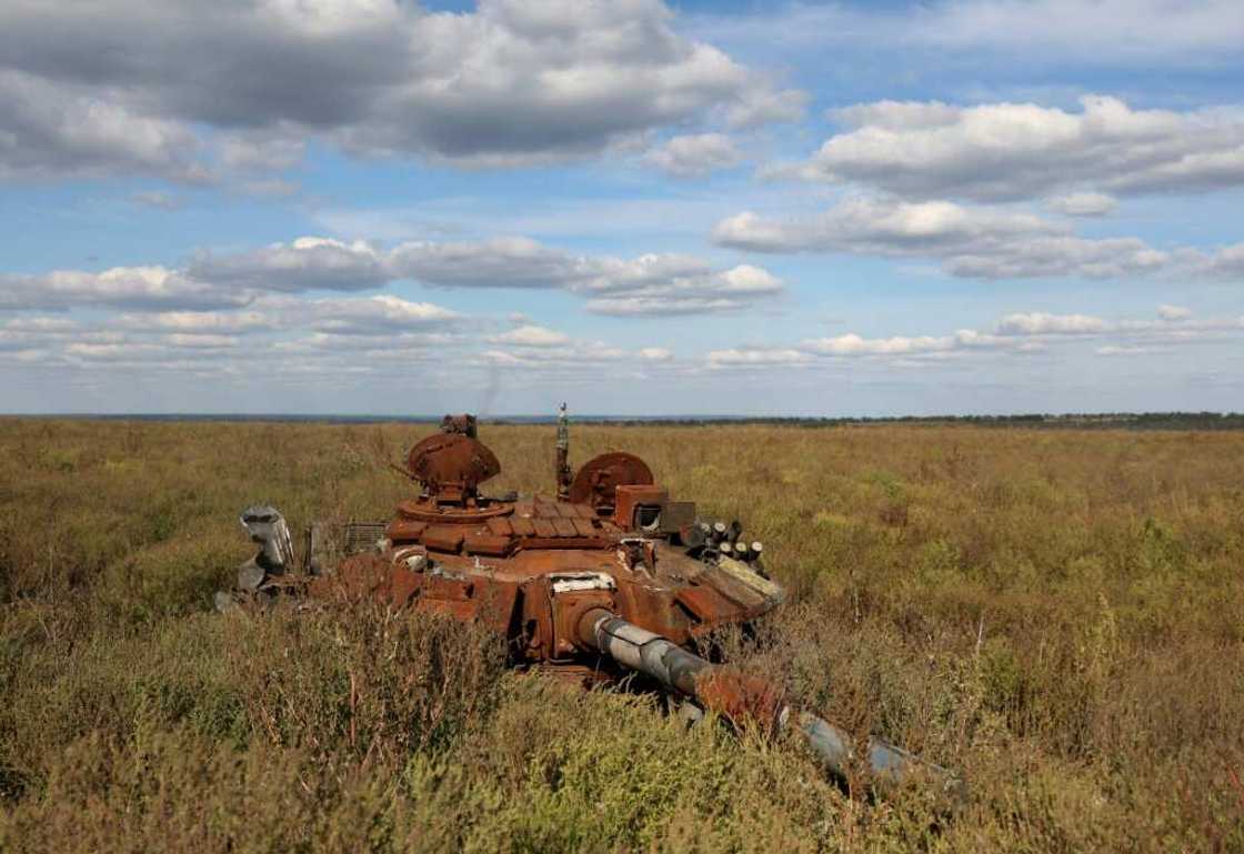 A destroyed Orthodox monastery in Dolina village in Donetsk region