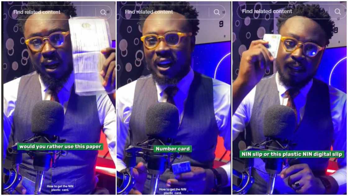 NIN card printing/Man showed off his card. NIN card printing/Man showed off his card.