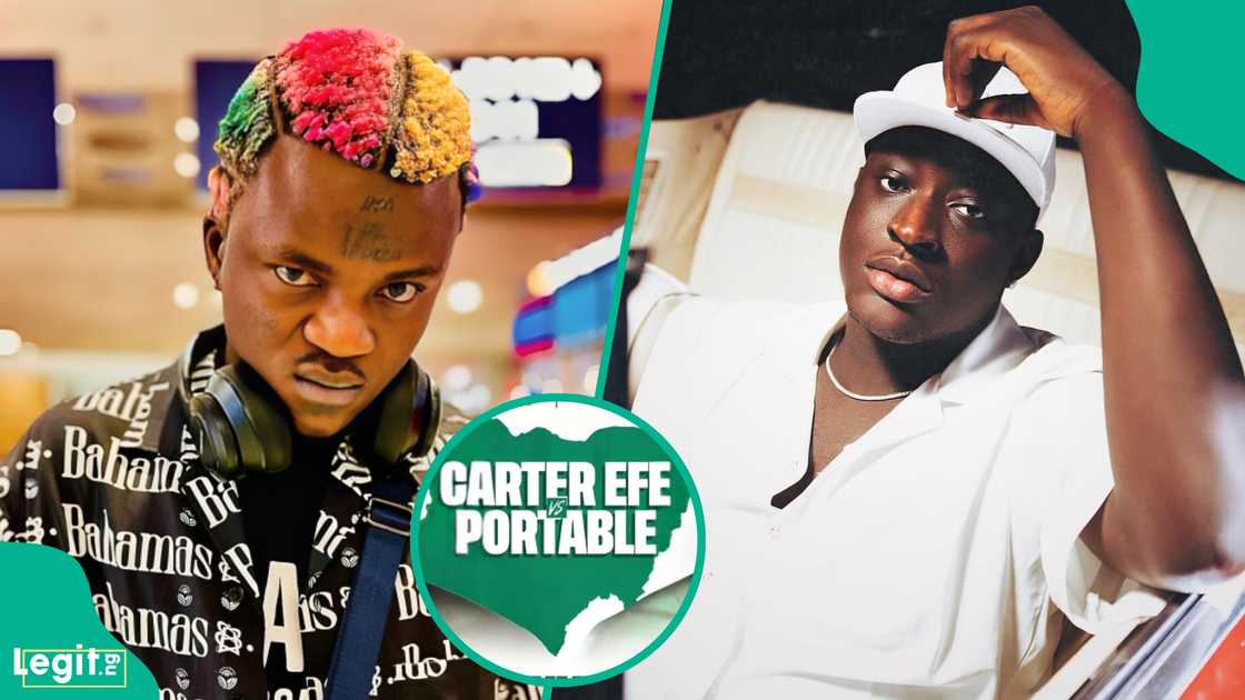 Controversial singer Portable clashes with content creator Carter Efe in celebrity boxing bout headlining African boxing showcase in Lagos